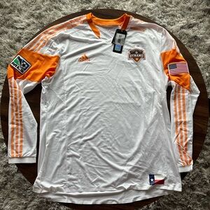 NWT Adidas Authentic Long Sleeve Houston Dynamo Jersey